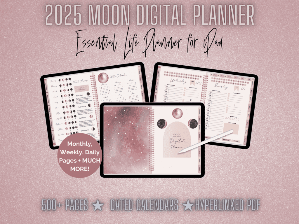 Moon Digital Planner Rose Gold